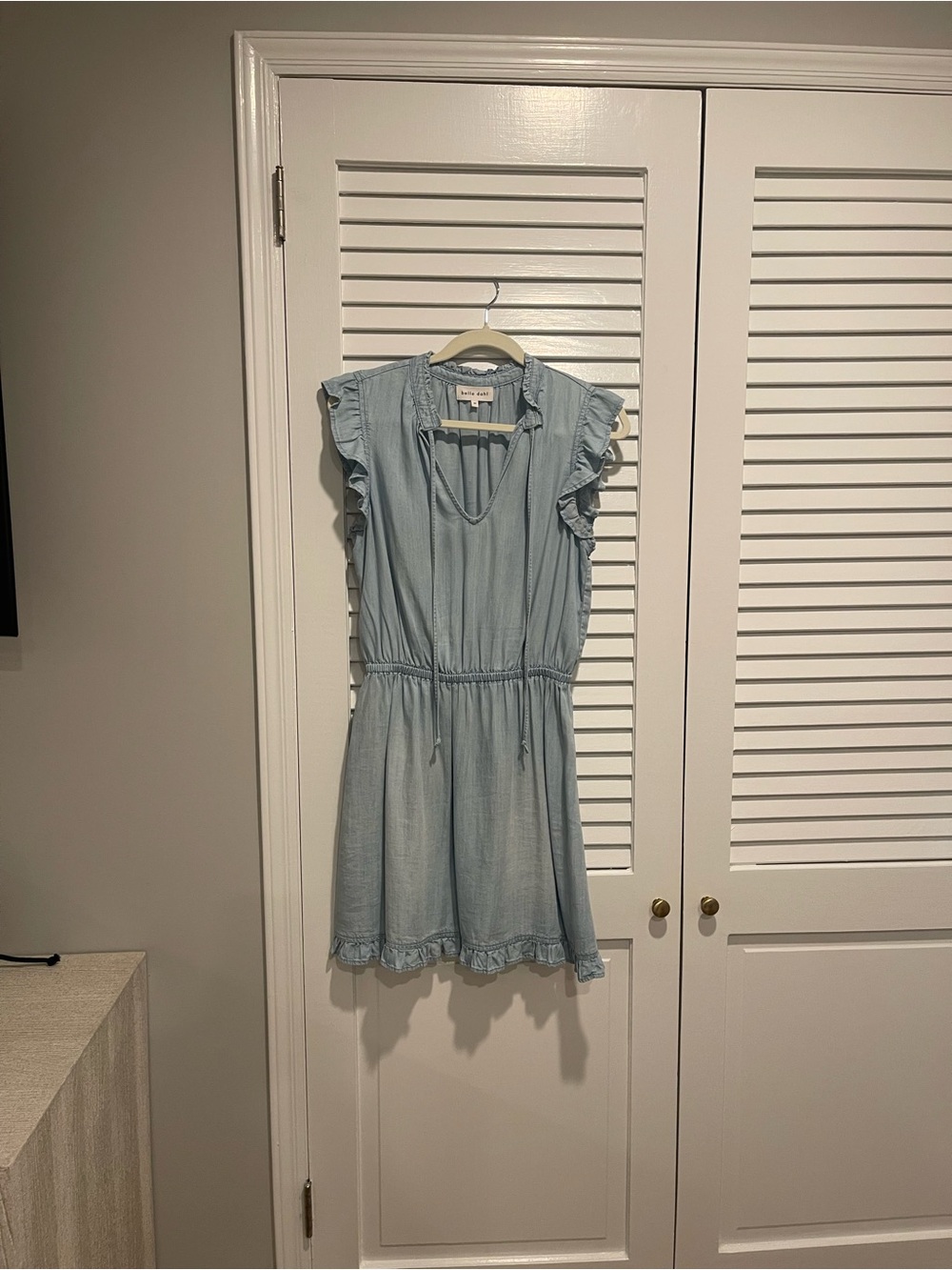 Bella Dahl Pale Blue Ruffle-Sleeve Casual Dress